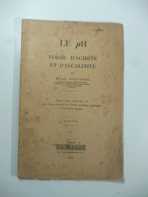 Le ph force d'aciditè et d'alcalinitè